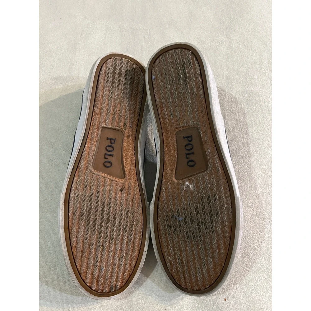 Polo Ralph Lauren Thompson III Navy Canvas Polo Bear Slip On Sneakers 8.5D